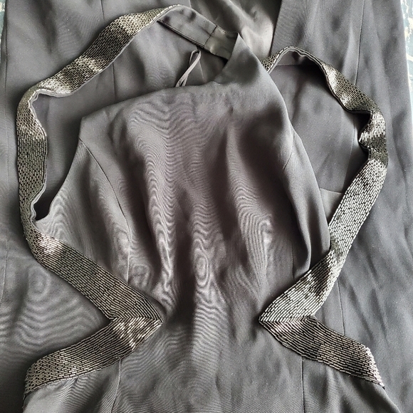 Cache Cut Out Open Back Beaded Trim Black Maxi Dress - Picture 4 of 6